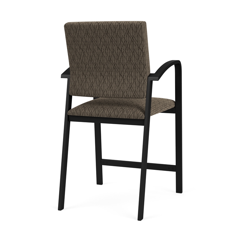Newport Reception Waiting Room Healthcare Hip Chair / Black Steel / Brown