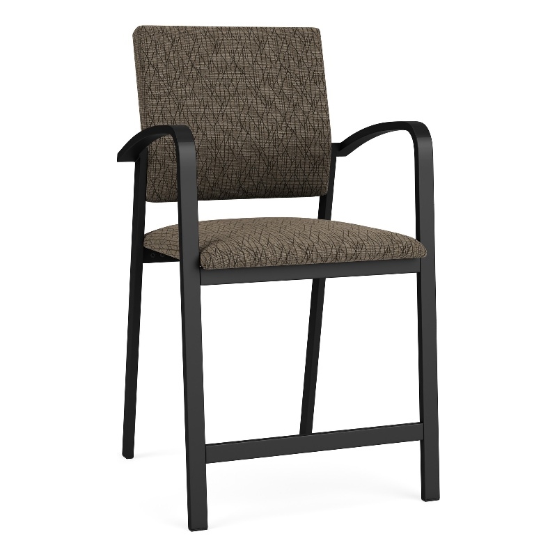 Newport Reception Waiting Room Healthcare Hip Chair / Black Steel / Brown