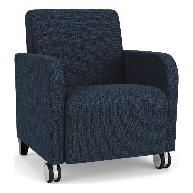 Siena Lounge Reception Waiting Guest Chair / Casters / Black Wood Legs / Blue