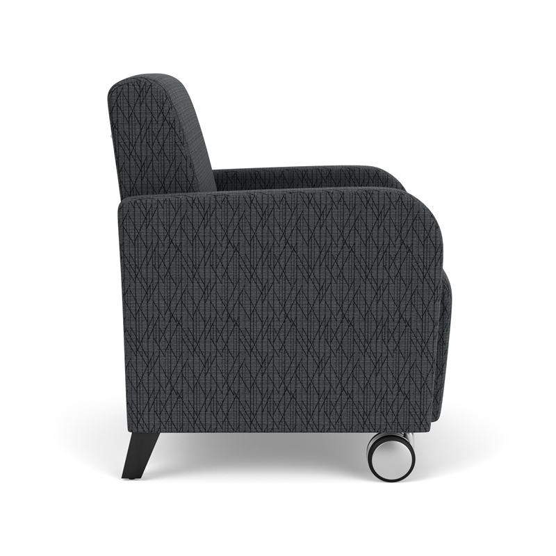Siena Lounge Reception Guest Chair / Casters / Black Wood Legs / Dark Gray