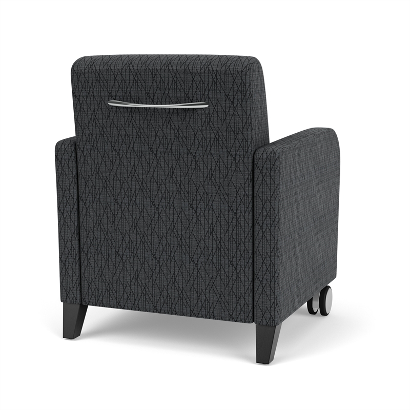 Siena Lounge Reception Guest Chair / Casters / Black Wood Legs / Dark Gray