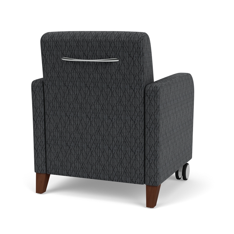 Siena Lounge Reception Guest Chair / Casters / Walnut Wood Legs / Dark Gray