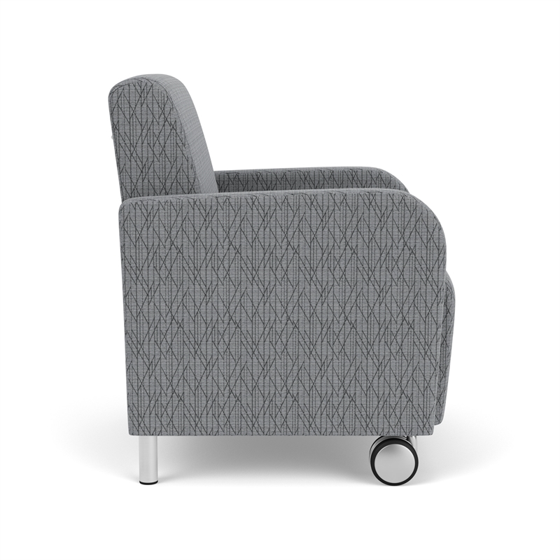Siena Lounge Reception Waiting Guest Chair / Casters / Brushed Steel Legs / Gray