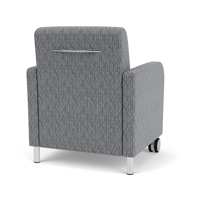 Siena Lounge Reception Waiting Guest Chair / Casters / Brushed Steel Legs / Gray