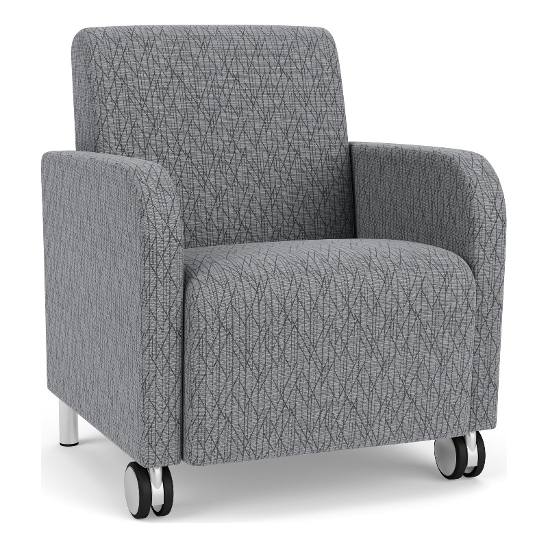 Siena Lounge Reception Waiting Guest Chair / Casters / Brushed Steel Legs / Gray