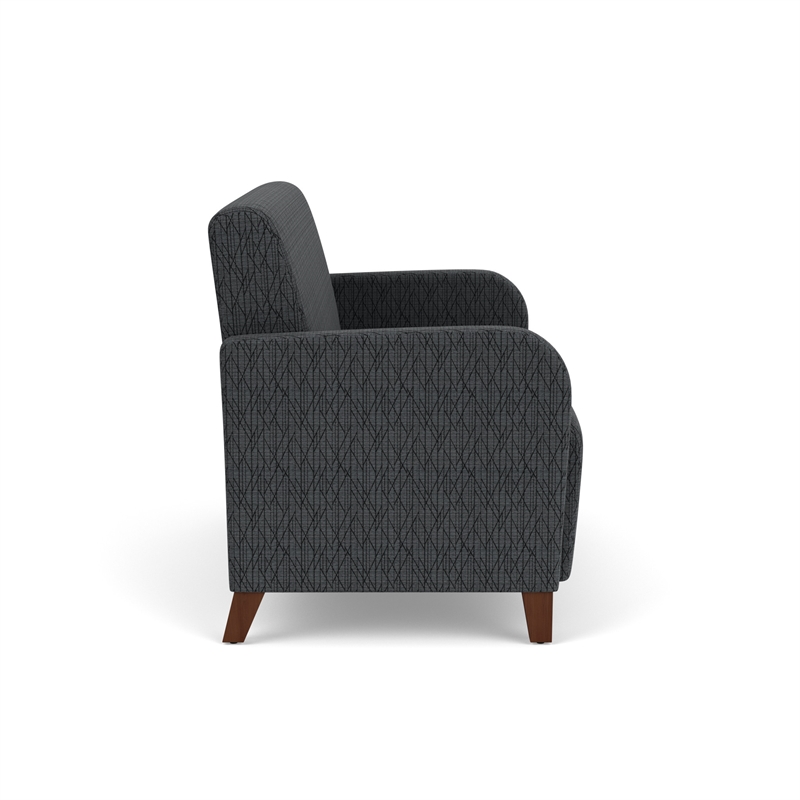 Siena Lounge Reception Waiting Loveseat / Walnut Wood Legs / Dark Gray
