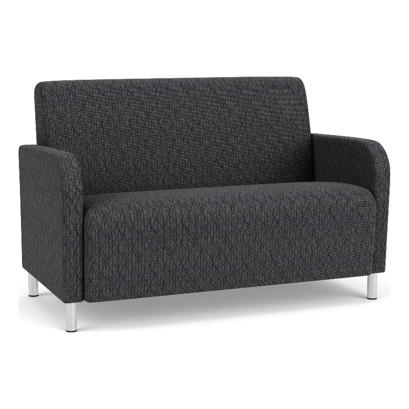 Siena Lounge Lobby Reception Waiting Loveseat / Brushed Steel Legs / Dark Gray