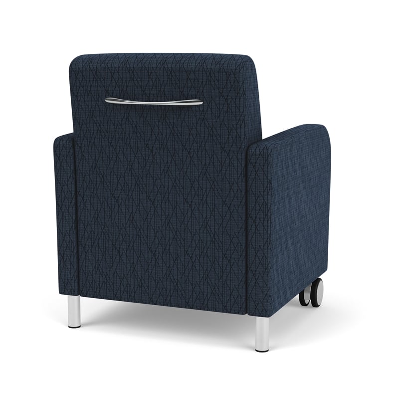 Siena Lounge Reception Waiting Guest Chair / Casters / Brushed Steel Legs / Blue