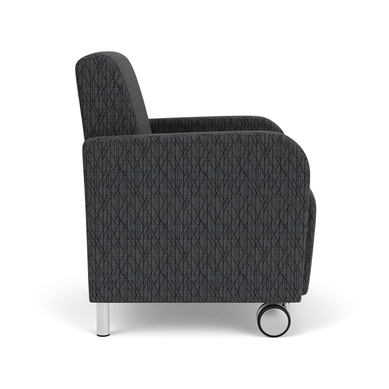 Siena Lounge Reception Guest Chair / Casters / Brushed Steel Legs / Dark Gray