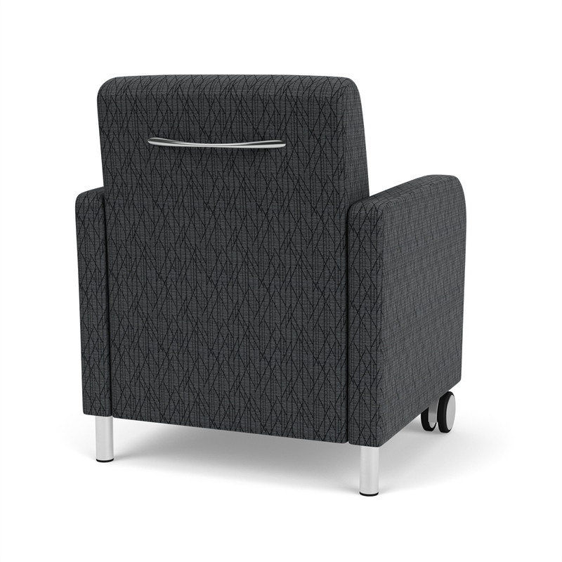 Siena Lounge Reception Guest Chair / Casters / Brushed Steel Legs / Dark Gray