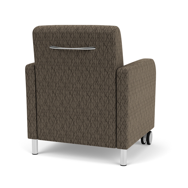 Siena Lounge Reception Guest Chair / Casters / Brushed Steel Legs / Brown