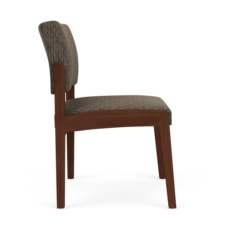 Lenox Wood Reception Waiting Armless Guest Chair / Walnut Wood / Brown