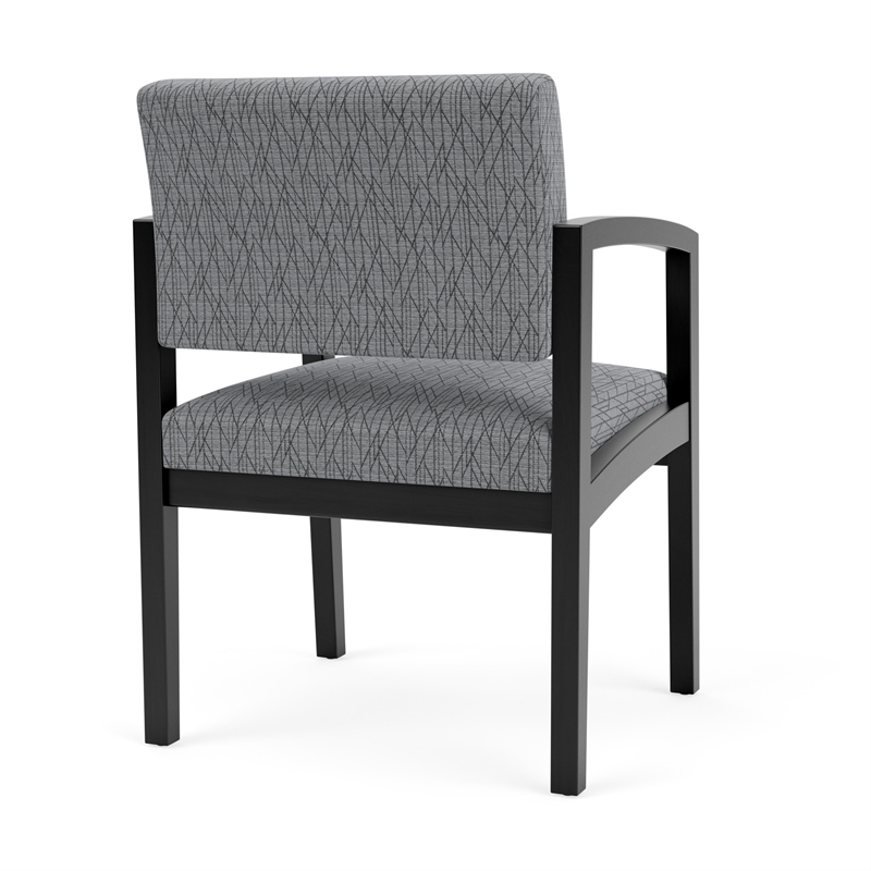 Lenox Wood Reception Waiting Room Wood Guest Chair / Black Wood / Gray