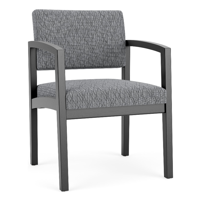 Lenox Wood Reception Waiting Room Wood Guest Chair / Black Wood / Gray
