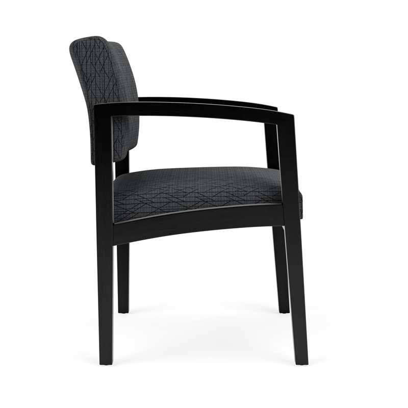 Lenox Wood Reception Waiting Wood Guest Chair / Black Wood / Dark Gray