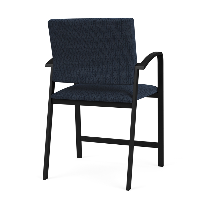 Newport Reception Waiting Room Oversize Hip Chair / Black Steel / Blue