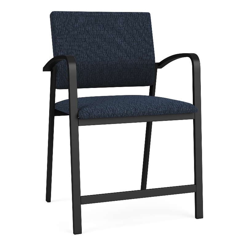 Newport Reception Waiting Room Oversize Hip Chair / Black Steel / Blue
