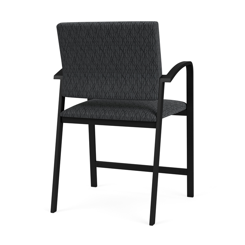 Newport Reception Waiting Oversize Hip Chair / Black Steel / Dark Gray