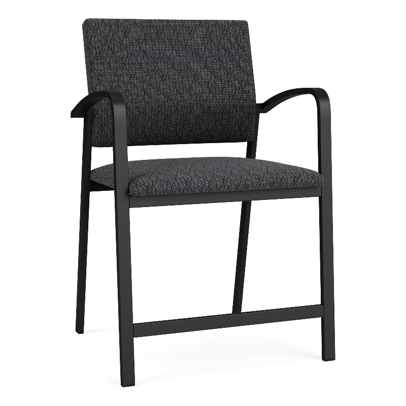 Newport Reception Waiting Oversize Hip Chair / Black Steel / Dark Gray