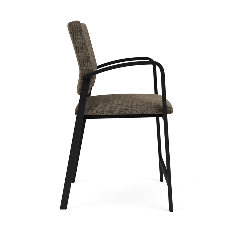 Newport Reception Waiting Room Oversize Hip Chair / Black Steel / Brown