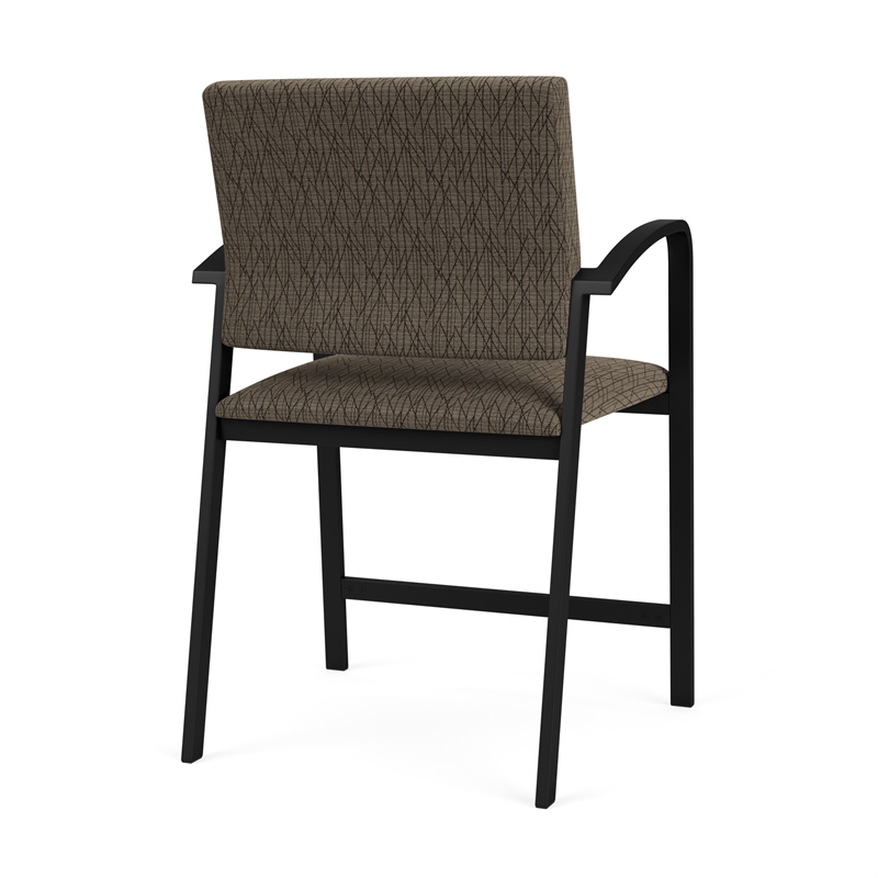 Newport Reception Waiting Room Oversize Hip Chair / Black Steel / Brown