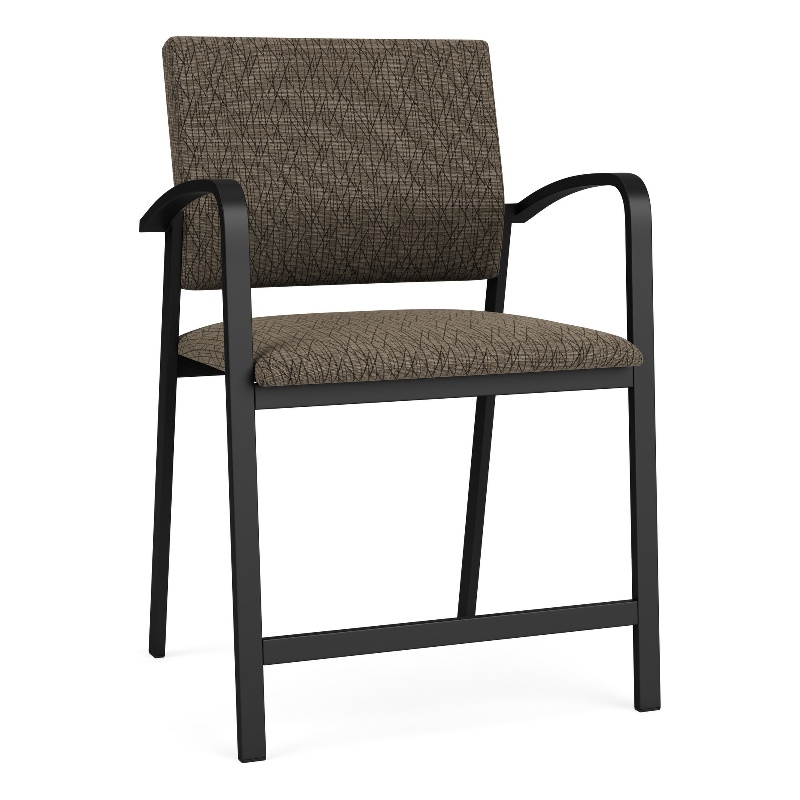 Newport Reception Waiting Room Oversize Hip Chair / Black Steel / Brown