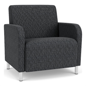 Siena Lounge Reception Oversize Guest Chair / Brushed Steel Legs / Dark Gray