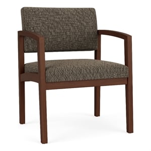 Lenox Wood Reception Waiting Oversize Guest Chair / Walnut Wood / Brown