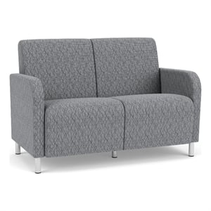 Siena 2-Seat Lounge Reception Waiting Tandem Seating / Brushed Steel Legs / Gray