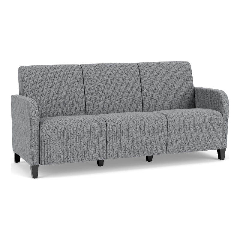Siena 3-Seat Lounge Reception Waiting Tandem Seating / Black Steel Legs / Gray