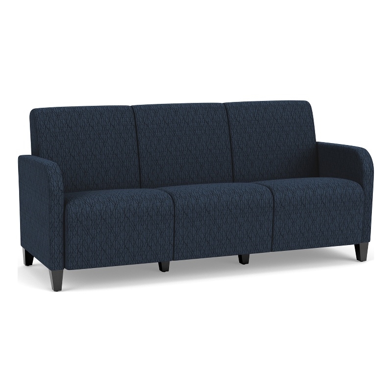 Siena 3-Seat Lounge Reception Waiting Tandem Seating / Black Steel Legs / Blue