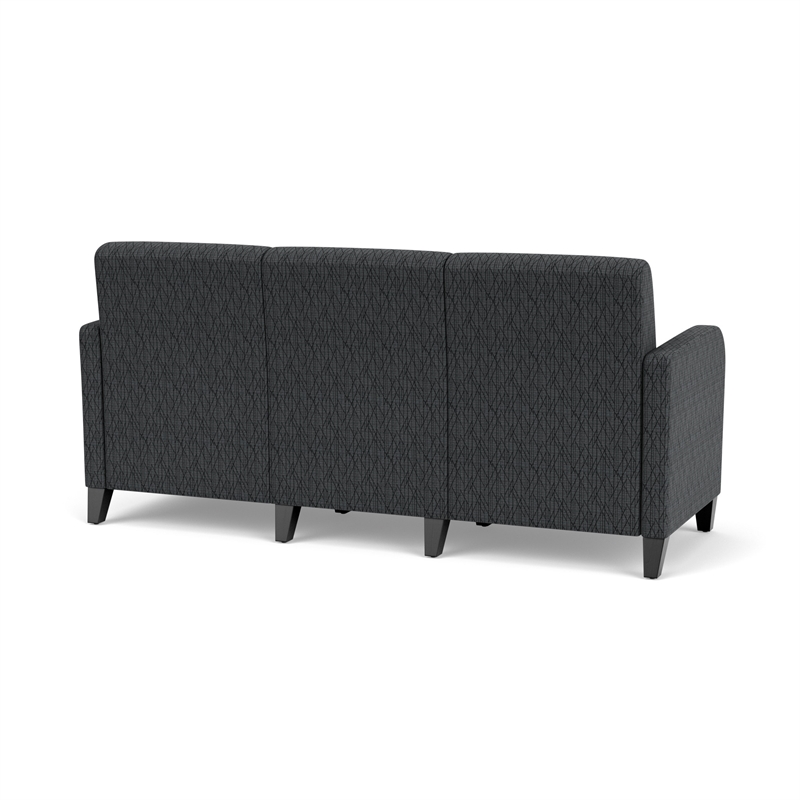 Siena 3-Seat Lounge Reception Tandem Seating / Black Steel Legs / Dark Gray