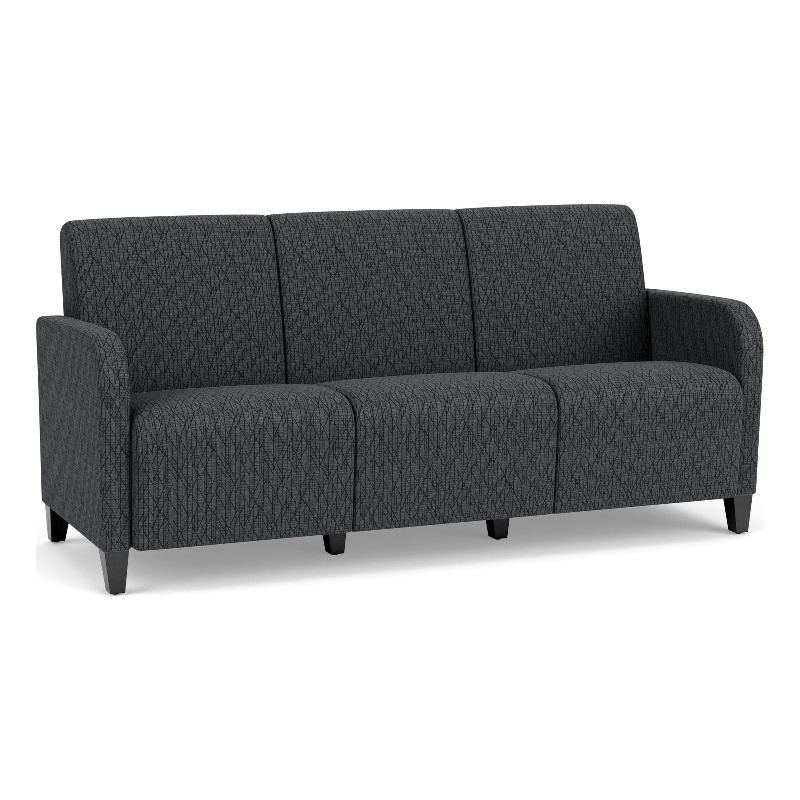 Siena 3-Seat Lounge Reception Tandem Seating / Black Steel Legs / Dark Gray