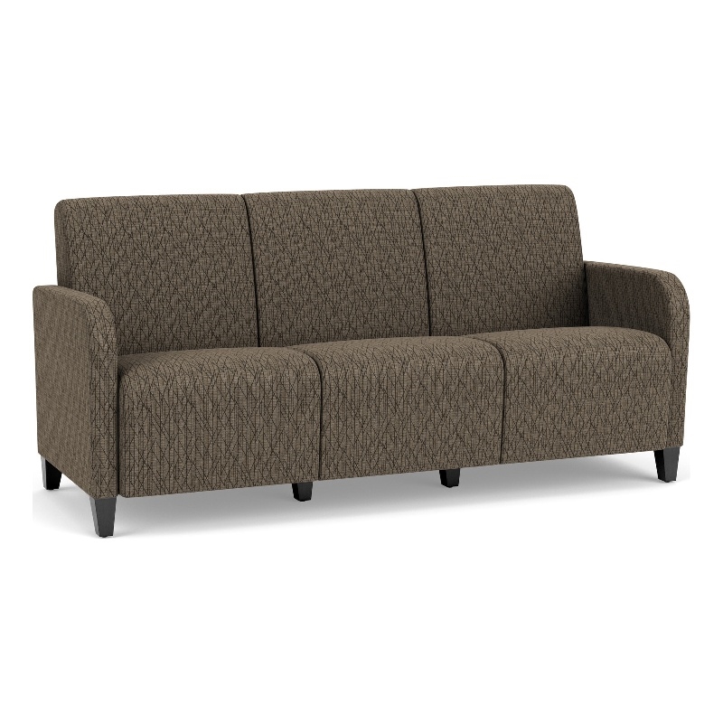 Siena 3-Seat Lounge Reception Waiting Tandem Seating / Black Steel Legs / Brown