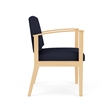 Amherst Wood Reception Waiting Room Guest Chair / Natural Wood / Navy Blue