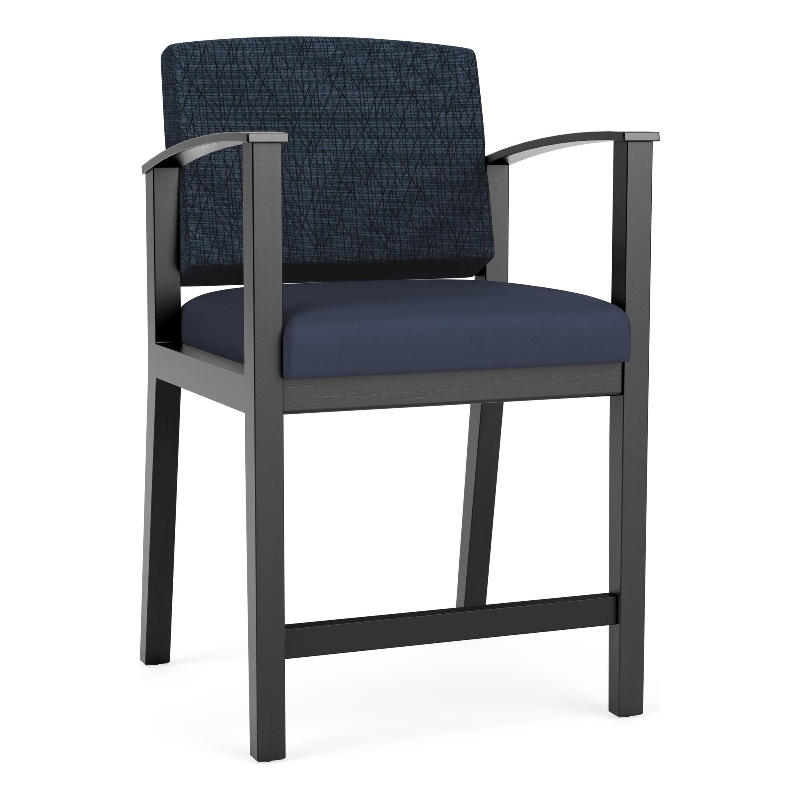 Amherst Wood Reception Waiting Room Hip Chair Black Wood Blue Blue