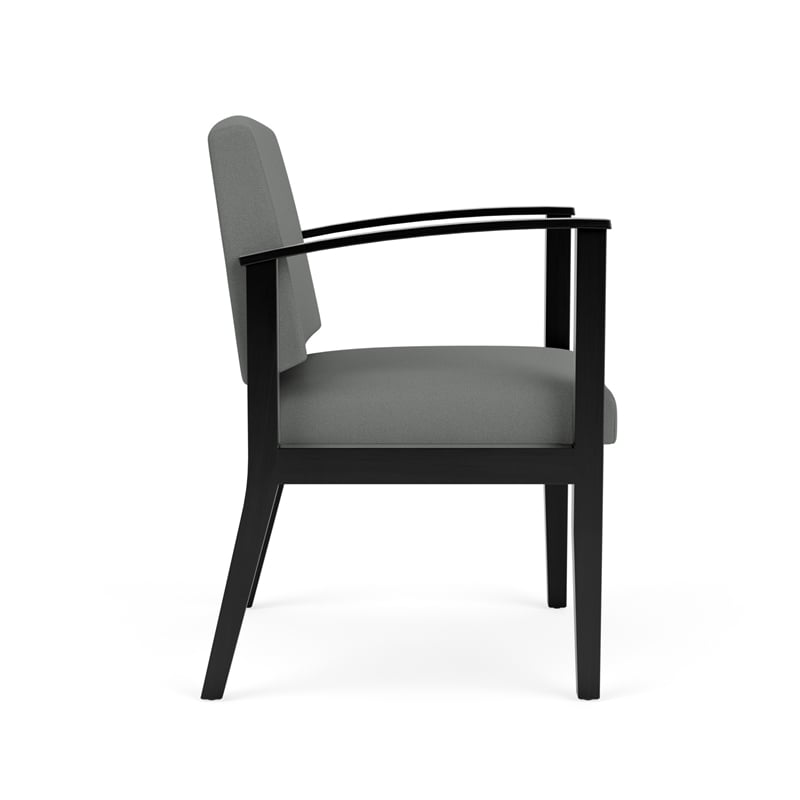 Amherst Wood Reception Waiting Room Guest Chair / Black Wood / Light Gray