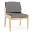 Amherst Wood Reception Waiting Armless Guest Chair / Natural Wood / Light Gray