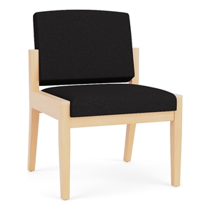 Amherst Wood Reception Waiting Armless Guest Chair / Natural Wood / Black