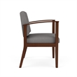 Amherst Wood Reception Waiting Oversize Guest Chair / Walnut Wood / Light Gray