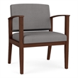 Amherst Wood Reception Waiting Oversize Guest Chair / Walnut Wood / Light Gray