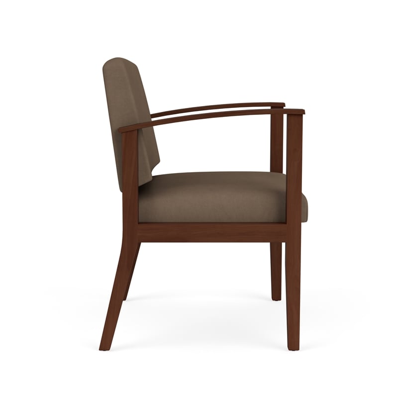 Amherst Wood Reception Waiting Oversize Guest Chair / Walnut Wood / Brown