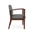 Amherst Wood Reception Waiting Oversize Guest Chair / Walnut Wood / Light Gray