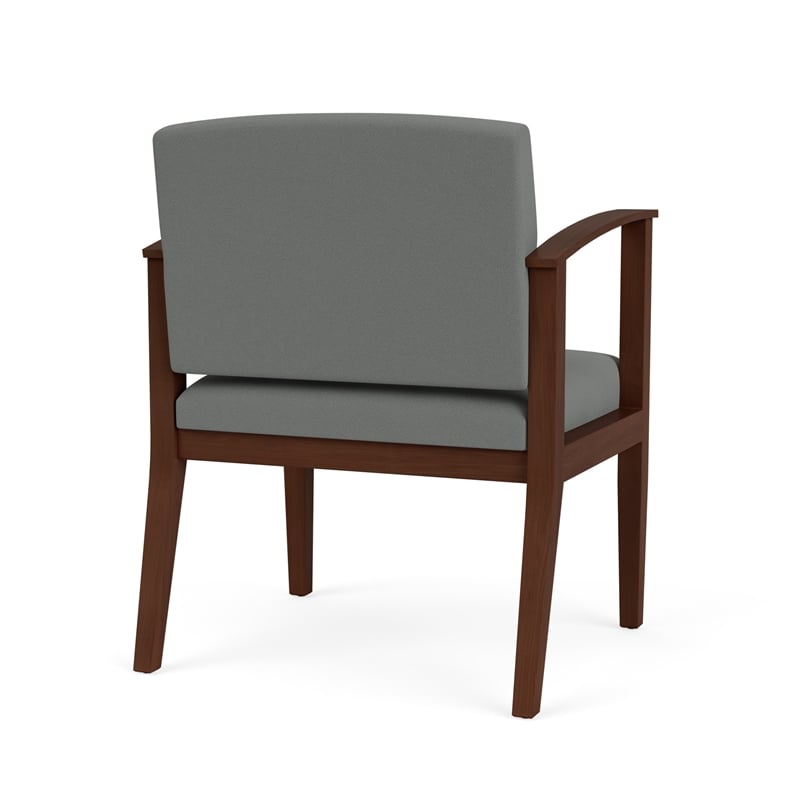 Amherst Wood Reception Waiting Oversize Guest Chair / Walnut Wood / Light Gray