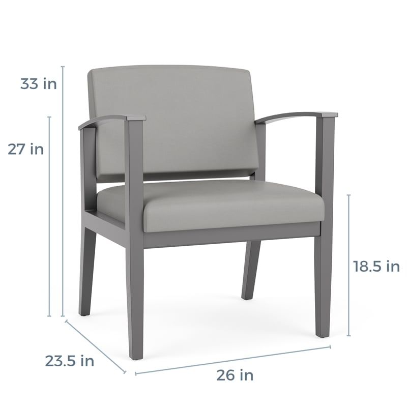 Amherst Wood Reception Waiting Oversize Guest Chair / Walnut Wood / Light Gray