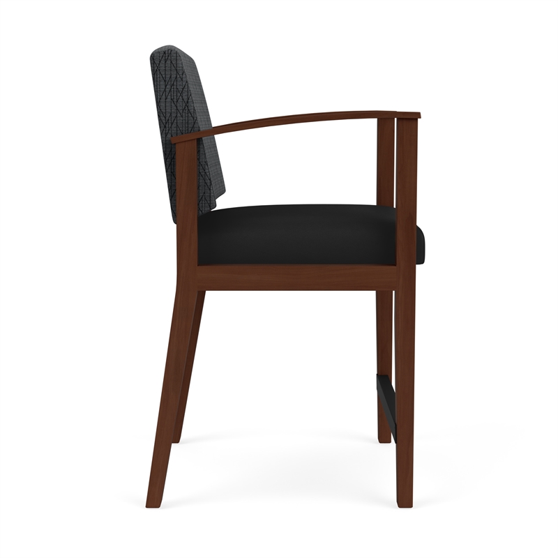 Amherst Wood Reception Waiting Hip Chair / Walnut Wood / Dark Gray / Black