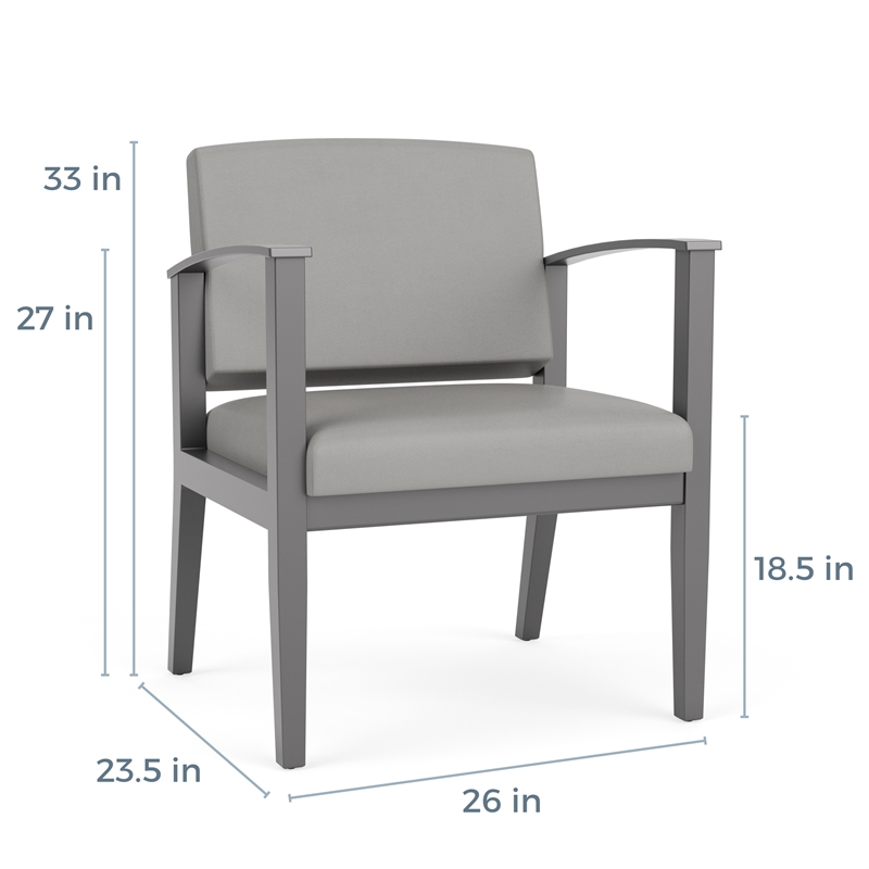 Amherst Wood Reception Waiting Hip Chair / Walnut Wood / Dark Gray / Black