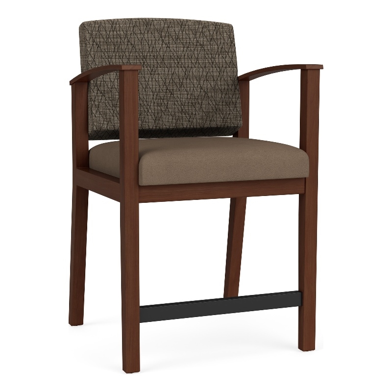 Amherst Wood Reception Waiting Hip Chair / Walnut Wood / Brown / Brown