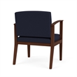 Amherst Wood Reception Waiting Oversize Guest Chair / Walnut Wood / Navy Blue