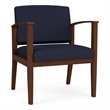 Amherst Wood Reception Waiting Oversize Guest Chair / Walnut Wood / Navy Blue